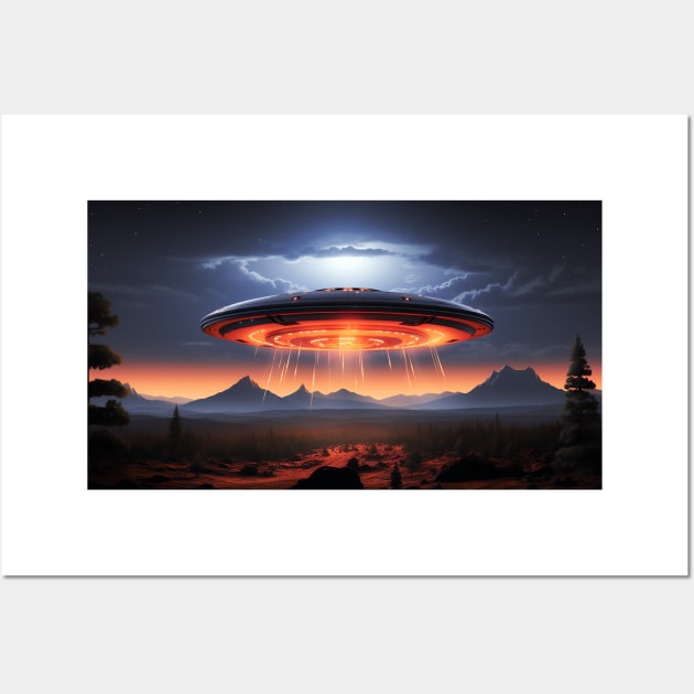 Flying Saucer UFO Sighting Wall Art by AI Art Originals